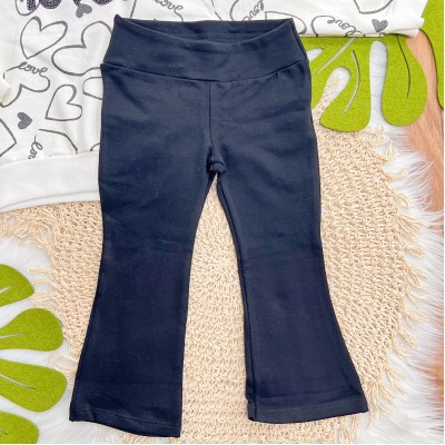 Conj. Casaco de Moletom Love com Capuz e Calça Legging Flare - Off White e Preto